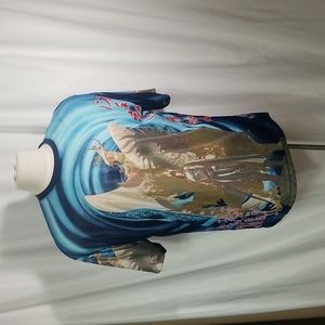 BIGND VINTAGE WARRIOR AND DRAGON SHEER SHIRT IN SIZE LGE